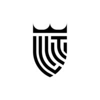 lt Krone Schild Initiale Luxus und königlich Logo Konzept vektor