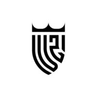 vz Krone Schild Initiale Luxus und königlich Logo Konzept vektor