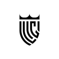 lc krona skydda första lyx och kunglig logotyp begrepp vektor