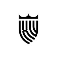 xw krona skydda första lyx och kunglig logotyp begrepp vektor