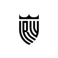 rw Krone Schild Initiale Luxus und königlich Logo Konzept vektor