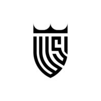 ws Krone Schild Initiale Luxus und königlich Logo Konzept vektor