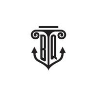 bq Säule und Anker Ozean Initiale Logo Konzept vektor