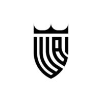 wb krona skydda första lyx och kunglig logotyp begrepp vektor