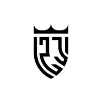 zj Krone Schild Initiale Luxus und königlich Logo Konzept vektor