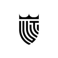 ut krona skydda första lyx och kunglig logotyp begrepp vektor