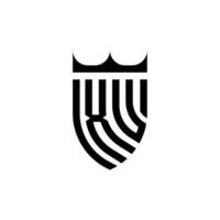 xu krona skydda första lyx och kunglig logotyp begrepp vektor