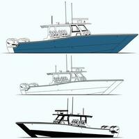 hoch Qualität Angeln Boot Vektor zum Meer welche ist druckbar auf verschiedene Materialien.