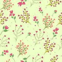 nahtlos Blumen- Muster mit Wildblumen, Blätter.Hand gezeichnet. vektor