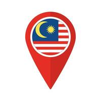 flagga av malaysia flagga på Karta precisera ikon isolerat röd Färg vektor