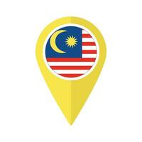 flagga av malaysia flagga på Karta precisera ikon isolerat gul Färg vektor