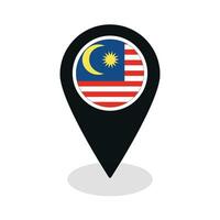 Flagge von Malaysia Flagge auf Karte punktgenau Symbol isoliert schwarz Farbe vektor