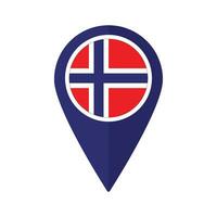 Flagge von Norwegen Flagge auf Karte punktgenau Symbol isoliert Blau Farbe vektor