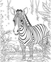 zebra djungel färg sidor för vuxna vektor
