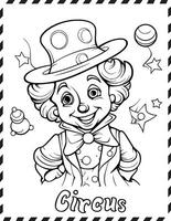 cirkus clown färg sida teckning för barn vektor