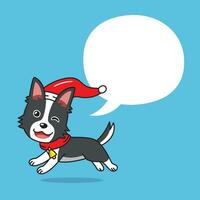 tecknad serie herde hund med jul kostym och Tal bubbla vektor