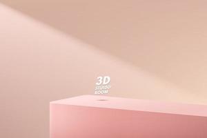 rosa 3d abstrakt geometrisk stativpallplats med belysning och skugga. vektor