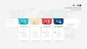 Geschäft Schritt Zeitleiste Infografik Pfeil Vorlage. modern Meilenstein Element Zeitleiste Diagramm Kalender Vektor. vektor