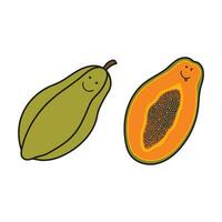 Vektor Illustration Farbe Kinder süß lächelnd Obst Papaya Clip Art