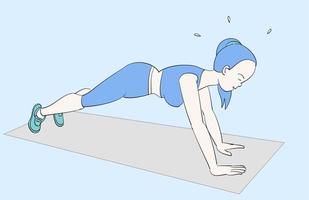 Frau macht volles Plank-Workout vektor