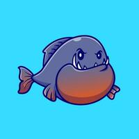 söt piranha fisk tecknad serie vektor ikon illustration. djur- natur ikon begrepp isolerat premie vektor. platt tecknad serie stil