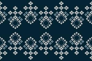 ethnisch geometrisch Stoff Muster Kreuz Stich.ikat Stickerei ethnisch orientalisch Pixel Muster Blau Hintergrund. abstrakt, vektor, illustration. Textur, Kleidung, Rahmen, Dekoration, Motive, Seide Hintergrund. vektor