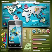 Vektor design uppsättning infographic element. Världskarta och informationsgrafik