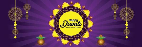 indisches Festival Diwali Banner Design mit dekorativen Elementen vektor