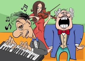 Cartoon-Musiker-Charaktere, die Musikkonzert spielen vektor