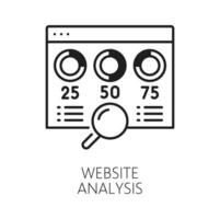 Webseite Analyse, Netz Prüfung einfarbig Symbol vektor