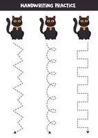 Linien mit süßen schwarzen Katzen verfolgen. Schreiberfahrung. vektor