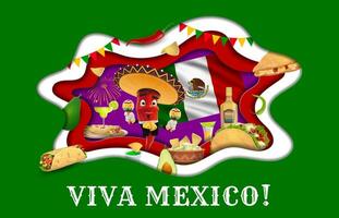 viva Mexiko Papier Schnitt Banner mit tex mex Küche vektor