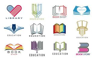 Bildung Buch Symbole, Bibliothek, speichern, Wörterbuch vektor