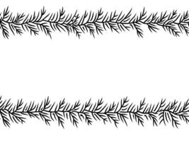 jul mönster med gran grenar och leksaker. skissat Semester kransar och dekorationer isolerat på vit bakgrund. hand dragen vektor illustration