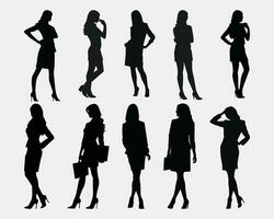 Vielfalt von Geschäftsfrau Silhouetten einstellen vektor