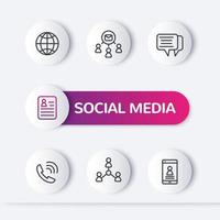 Social Media, Menschen Liniensymbole vektor