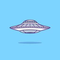 rymdskepp ufo tecknad ikon illustration vektor