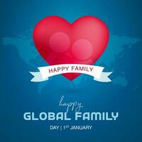 global familj dag 01:a jaanuary med hjärta och familj illustration på isolerat bakgrund vektor
