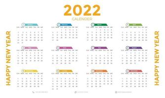 väggkalender 2022 vektor