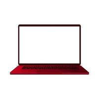 3D-Flachmodell-Laptop-Computer mit weißem Bildschirm und Tastatur vektor