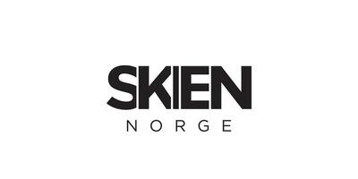 skien im das Norwegen Emblem. das Design Eigenschaften ein geometrisch Stil, Vektor Illustration mit Fett gedruckt Typografie im ein modern Schriftart. das Grafik Slogan Beschriftung.