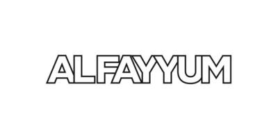 al fayyum i de egypten emblem. de design funktioner en geometrisk stil, vektor illustration med djärv typografi i en modern font. de grafisk slogan text.