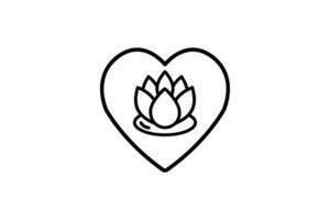 lotus i hjärta ikon. ikon relaterad till meditation, friskvård, spa. linje ikon stil. enkel vektor design redigerbar
