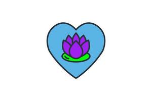 Lotus im Herz Symbol. Symbol verbunden zu Meditation, Wellness, Spa. eben Linie Symbol Stil. einfach Vektor Design editierbar