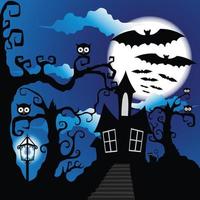 Grunge-Stil Halloween-Hintergrund mit Fledermäusen Jack o Lantern und Eule vektor