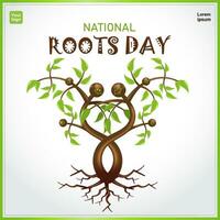 National Wurzeln Tag. ein Paar von Bäume mit Wurzeln und Geäst, mit Lächeln Emoticons auf jeder Ast. 3d Vektor, perfekt zum Veranstaltungen und Familie Baum vektor