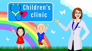 barnläkare barn klinik bakgrund vektor