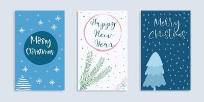 glücklich Neu Jahr und Weihnachten Karten mit Hand gezeichnet Elemente. vektor