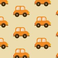 ein Muster von Orange Autos auf ein Beige Hintergrund vektor