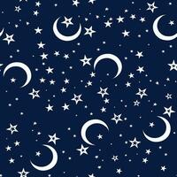 sternenklar Nacht Himmel Raum nahtlos Muster. Galaxis glänzend Sterne Hintergrund, Stoff nahtlos drucken oder Textil- Vektor Hintergrund.